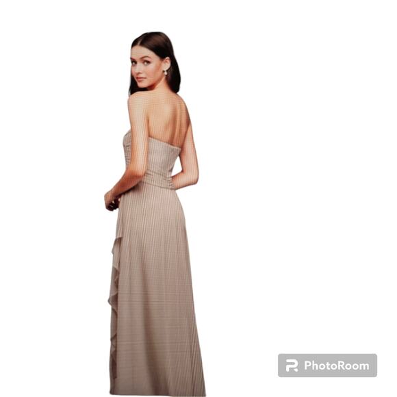 David's Bridal Crinkle Chiffon Dress Cascade Skirt in Malibu NWT Size 0 - Picture 16 of 16